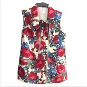 Mural pixelated floral Moto vest